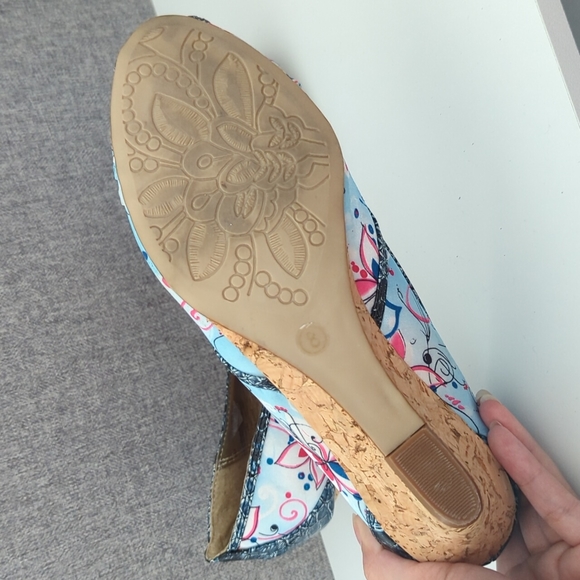 Print butterfly cork wedges shoes - Picture 4 of 5